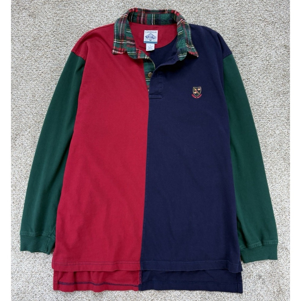 VTG Cambridge Classics Color Block Long Sleeve Rugby Polo Men's M Oversized Fit